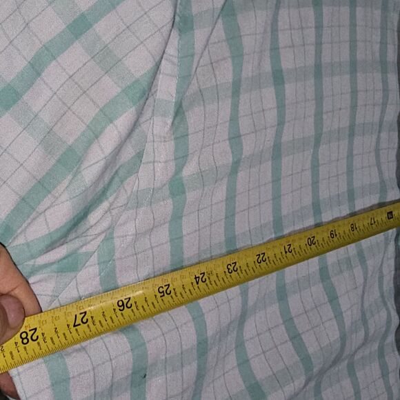 Saddlebred Big Tall Shirt Men 2X Button White Green Plaid Short Sleeve Fresh - Picture 5 of 7